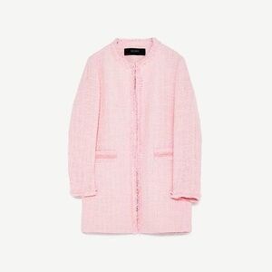 Zara Elegant Pink Tweed Women's Coat